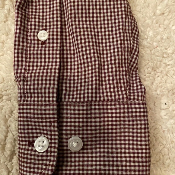 Red and White Plaid Dress Shirt Size Large - Picture 2 of 4